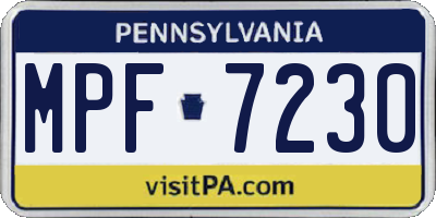 PA license plate MPF7230