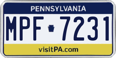 PA license plate MPF7231
