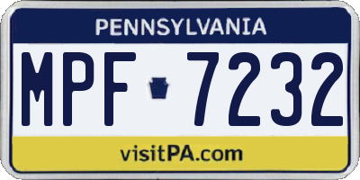 PA license plate MPF7232