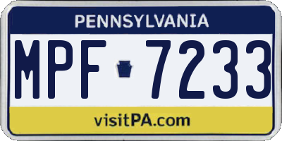 PA license plate MPF7233