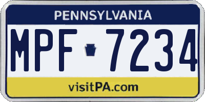 PA license plate MPF7234