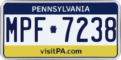 PA license plate MPF7238