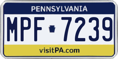PA license plate MPF7239