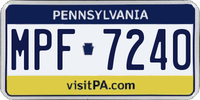 PA license plate MPF7240