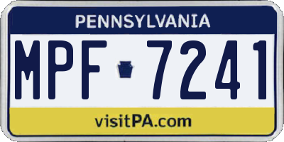 PA license plate MPF7241