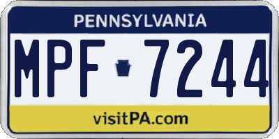 PA license plate MPF7244