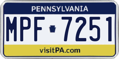 PA license plate MPF7251