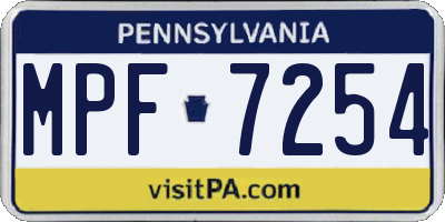 PA license plate MPF7254