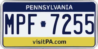 PA license plate MPF7255