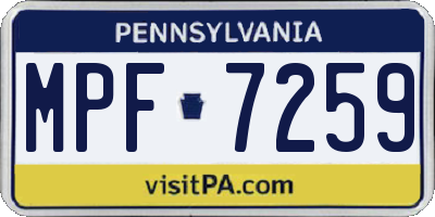PA license plate MPF7259
