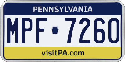 PA license plate MPF7260
