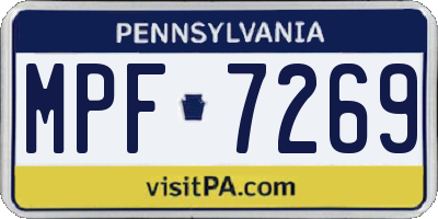 PA license plate MPF7269