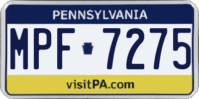 PA license plate MPF7275