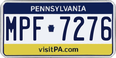 PA license plate MPF7276