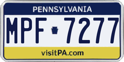 PA license plate MPF7277