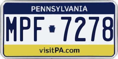 PA license plate MPF7278
