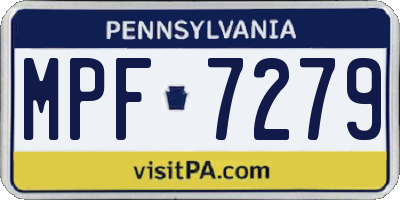 PA license plate MPF7279