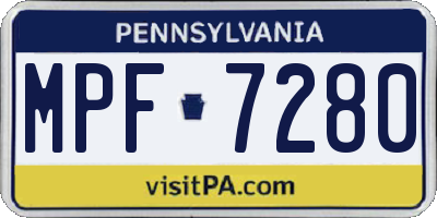 PA license plate MPF7280