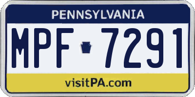 PA license plate MPF7291