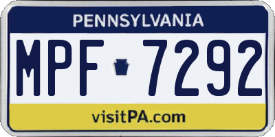 PA license plate MPF7292