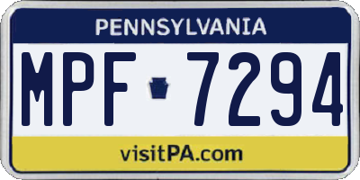 PA license plate MPF7294
