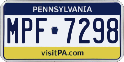 PA license plate MPF7298