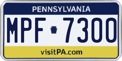 PA license plate MPF7300