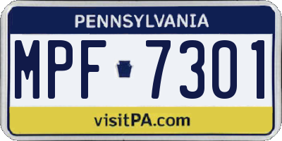 PA license plate MPF7301