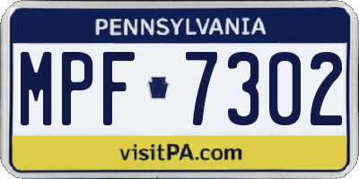 PA license plate MPF7302