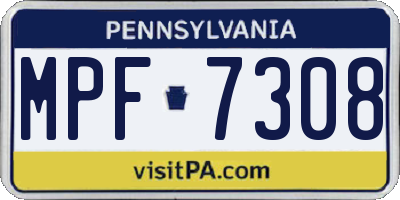 PA license plate MPF7308