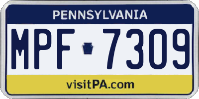 PA license plate MPF7309