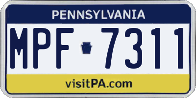 PA license plate MPF7311