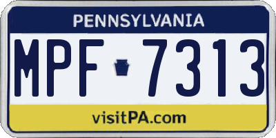 PA license plate MPF7313