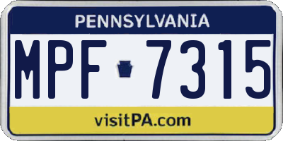 PA license plate MPF7315