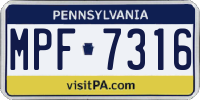 PA license plate MPF7316