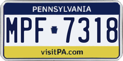 PA license plate MPF7318