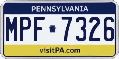 PA license plate MPF7326