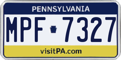 PA license plate MPF7327