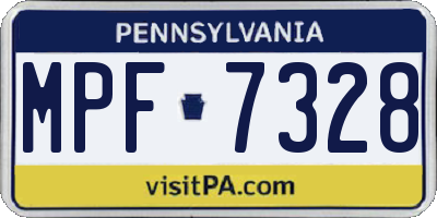 PA license plate MPF7328