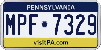 PA license plate MPF7329
