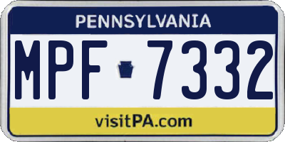 PA license plate MPF7332