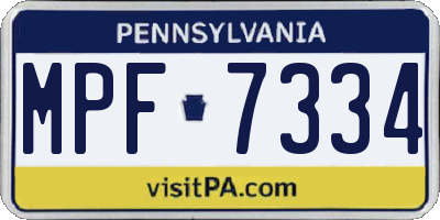 PA license plate MPF7334