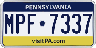 PA license plate MPF7337