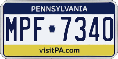 PA license plate MPF7340