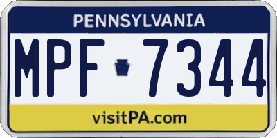 PA license plate MPF7344