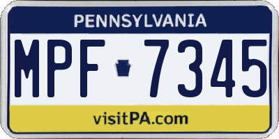 PA license plate MPF7345