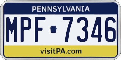 PA license plate MPF7346