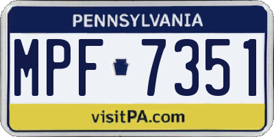 PA license plate MPF7351