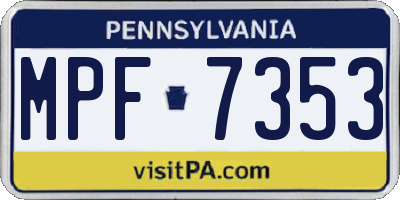 PA license plate MPF7353