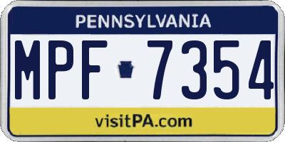 PA license plate MPF7354